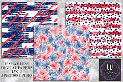 4th Of July Digital Papers, Independence Day Seamless Patterns, USA Backgrounds Product Image 5