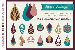 Set of 24 Faux Leather Earrings - SVG DXF EPS PNG - Cricut and Silhouette - clean cutting files Product Image 1