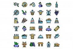 Greece food icons set vector flat Product Image 1