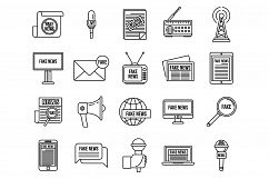 Modern fake news icons set, outline style Product Image 1