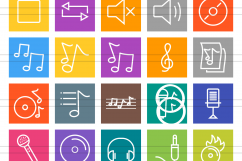 90 Music &amp; Multimedia Line Multicolor B/G Icons Product Image 2