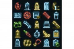 Sport nutrition icons set vector neon Product Image 1