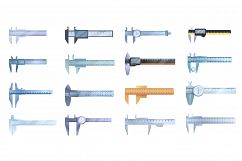 Calipers icons set, cartoon style Product Image 1