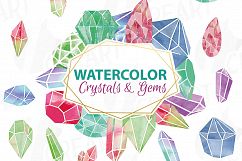 Watercolor Crystals and Gemstones clip art collection, 19 watercolor crystal pack. Eps, png, svg, vector illustrator &amp; corel files included Product Image 1