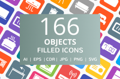 166 Objects Filled Round Corner Icons Product Image 1