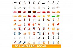 100 universal icons set, cartoon style Product Image 1