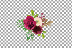 Watercolor Red and Burgundy Roses and leafs clip art pack Product Image 21