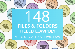 148 Files &amp; Folders Filled Low Poly Icons Product Image 1