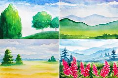 Landscape. Watercolor sketches. Product Image 3