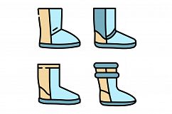 Winter boots icons vector flat Product Image 1