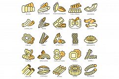 Pasta icon set line color vector Product Image 1