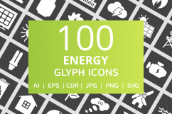100 Energy Glyph Inverted Icons Product Image 1