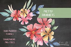 Bouquets Watercolor Floral Pink Whirl Flowers Peach Leaves Product Image 4