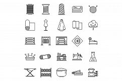 Textile production factory icons set, outline style Product Image 1