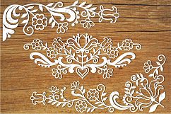 Friezes floral SVG files for Silhouette Cameo and Cricut. floral clipart PNG. Wedding paper craft template. Floral stencils for card making. Product Image 1