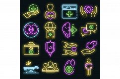 Donate organs icons set vector neon Product Image 1