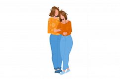 Mother And Daughter Embracing Together Vector Product Image 1