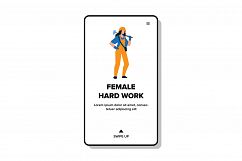 Female Hard Work On Building Or Factory Vector Product Image 1