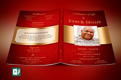 Red Gold Dignity Funeral Program Publisher Template  Product Image 1