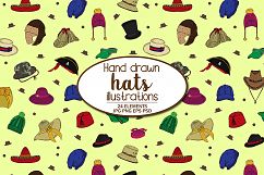 Hand Illustrated Mens and Womens Hats Pattern Product Image 1