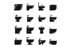 Ceramic bidet icons set, simple style Product Image 1