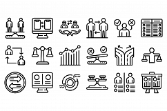 Comparison icons set, outline style Product Image 1