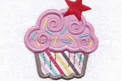 Star and Sprinkles Cupcake Applique Embroidery Design Product Image 6