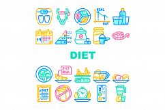 Diet Products And Tool Collection Icons Set Vector Product Image 1