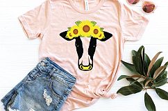 Cow Head With Flowers, Sunflower SVG, Floral Cow SVG,DXF,PNG Product Image 2