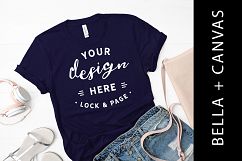Navy Bella Canvas 3001 Tee Shirt Mockup Girls T-Shirt Product Image 1