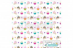 Birthday Cake Digital Paper &amp; Seamless Pattern