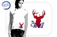 Deer Head Machine Embroidery Design Antler Flowers 2 Sizes Product Image 1
