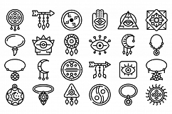 Amulet icons set, outline style Product Image 1