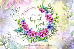 Wonderful tropical plant PNG watercolor set Product Image 1