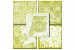 Gold Maps Digital Paper - 14 Antique Gold Leaf Maps Product Image 2