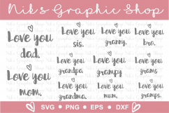 Love Svg, Dad Svg, Mom Svg, Mum Svg, Love You Svg Bundle Product Image 1