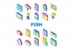 Fish Market Product Collection Icons Set Vector Product Image 1