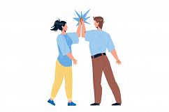 Man Giving High Five Young Woman Friend Vector Product Image 1