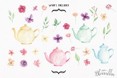 Teapots Floral Clipart Elements Flowers Wonderland  Product Image 4