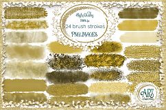 Ochre Amber Brush Strokes Clipart Autumn Golden Glitter  24 PNG - transparent background images Product Image 1