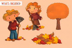 Kids Playing in Fall Leaves Collection Product Image 2