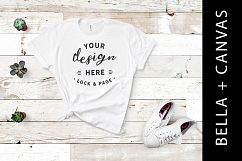 White Bella Canvas 3001 Women&#039;s T-Shirt Mockup Beach Style Product Image 1