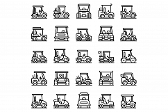 Golf cart icons set, outline style Product Image 1