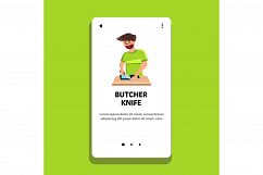 Butcher Knife Using Man For Cutting Meat Vector Product Image 1