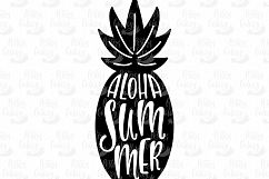 Aloha Summer. Silhouette of pineapple. Hand drawn typography design. SVG DXF PNG EPS Cutting Files Product Image 3