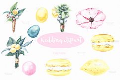Summer lemon Flower watercolor Clipart and wedding cake Product Image 2