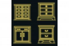 Nightstand icon set vector neon Product Image 1