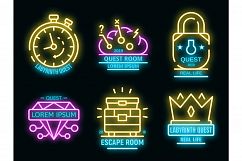 Quest game icons set vector neon Product Image 1