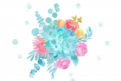 Watercolor bouquet clip-arts. PSD+PNG Product Image 2