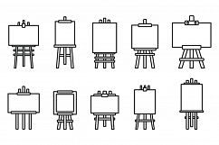 Artist easel icons set, outline style Product Image 1